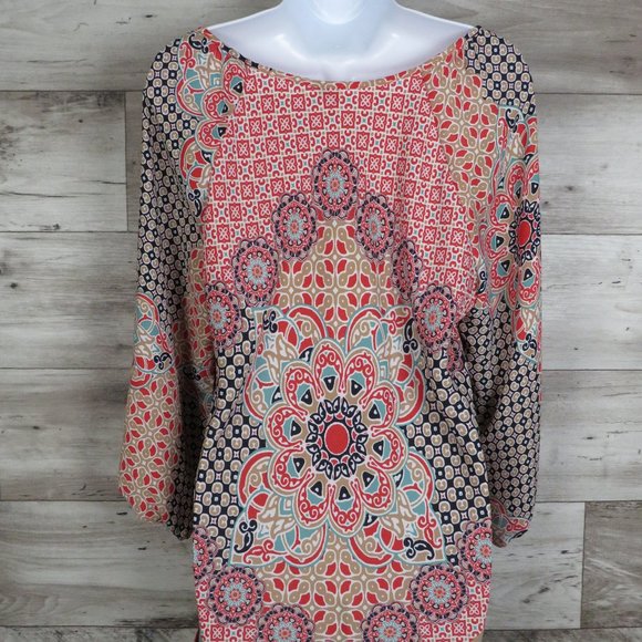 Heart‎ Soul* Women's 3/4 Sleeve V-Neck Pointed Hem Pullover Blouse~ Size X-Large - Picture 3 of 12